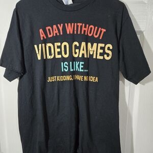 Port and Company Black Gaming Tee with Colorful Print